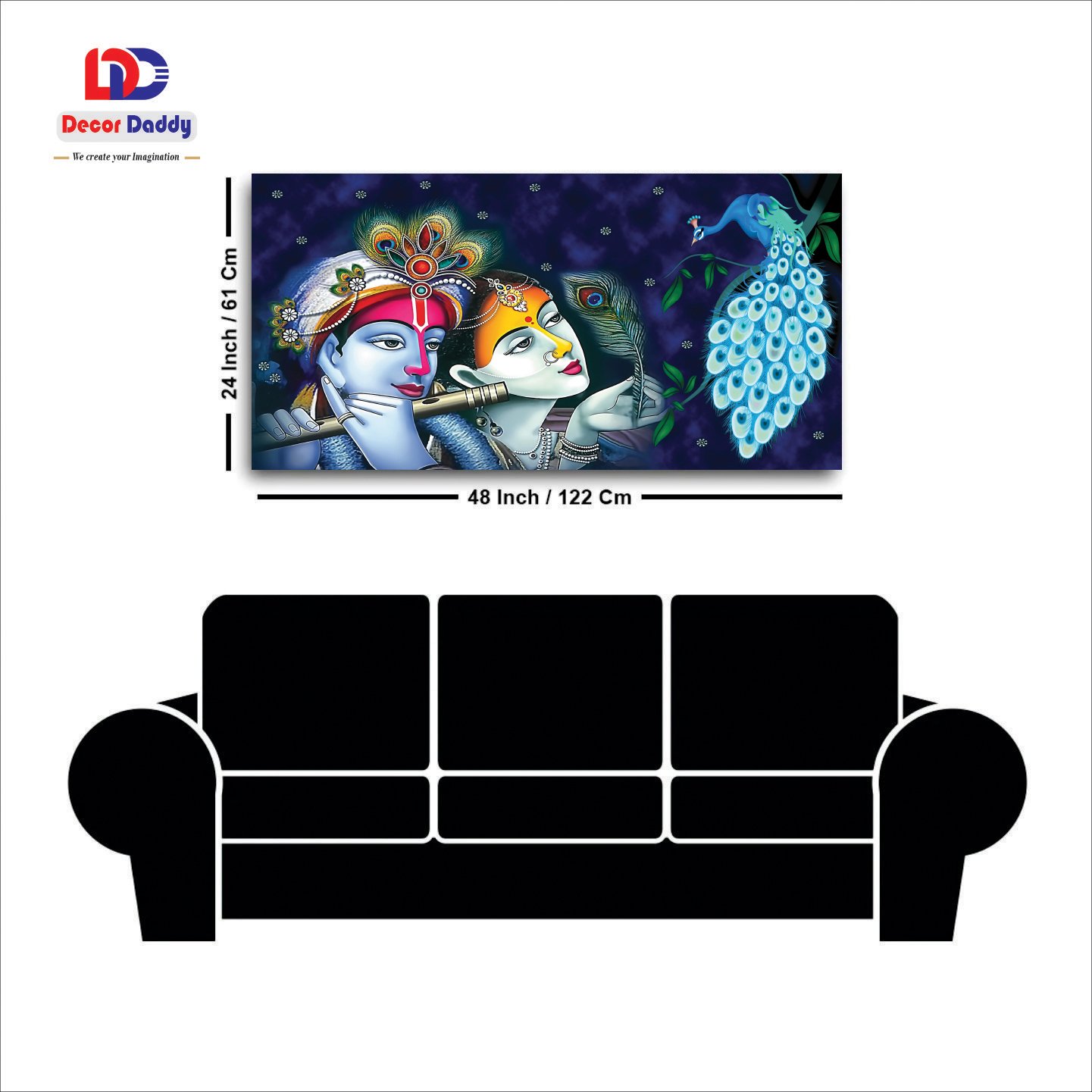 Lord Krishna Radha Premium Canvas Wall Painting  decorative masterpiece for home decor